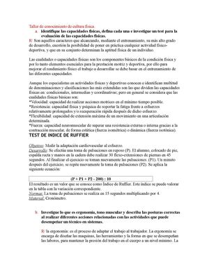 Taller de conocimiento de cultura física