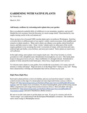 Gardening with Native Plants - Skagit County, Washington