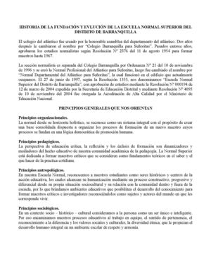 HISTORIA DE LA FUNDACION Y EVOLUCION DE LA ESCUELA NORMAL SUPERIOR DEL DISTRITO DE BARRANQUILLA - ARELIS PEREZ