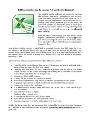 Is It Essential For You To Undergo Advanced Excel Training?