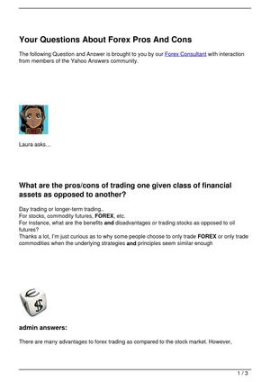 Your Questions About Forex Pros And Cons