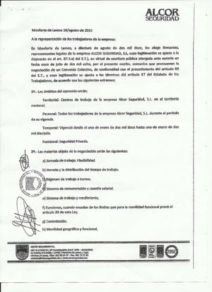 La empresa Alcor Seguridad se ha dirigido por carta a la representación de los trabajadores de la compañía, comunicándoles que inician el procedimiento para la negociación de un Convenio Colectivo de empresa