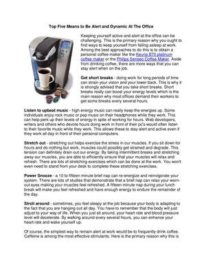 Top Five Means to Be Alert and Dynamic At The Office