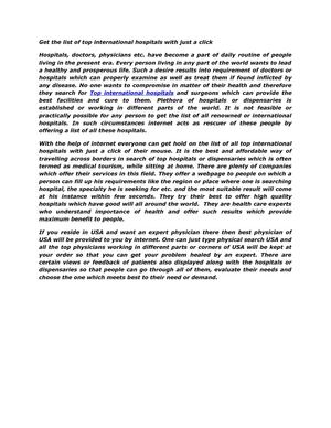 Get the list of top international hospitals with just a click