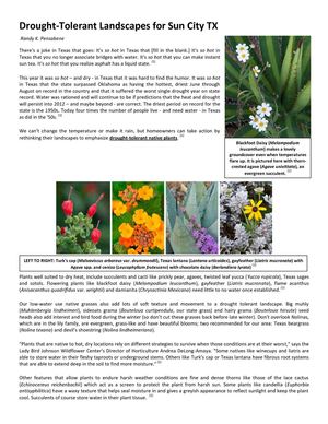 Drought-Tolerant Landscapes for Sun City, Texas