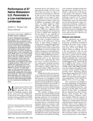 Performance of 67 Native Midwestern U.S. Perennials in A Low Maintenance Landscape  