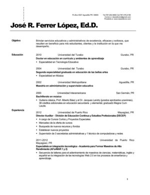 CV del Dr. José R. Ferrer López 