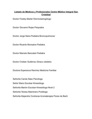 Médicos y Profesionales Centro Médico Integral San Cristóbal