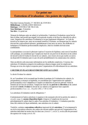 les entretiens d'évaluation