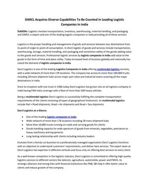 Logistic Companies in India