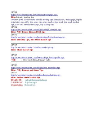 Intraday trading tips Nifty Future Tips and NSE tips Intraday Tips  Best Stock market tips  Share market tips  Best Stock Tips  Intraday Calls Nifty Futures and Share Tips  Indian Share Market Tip                        