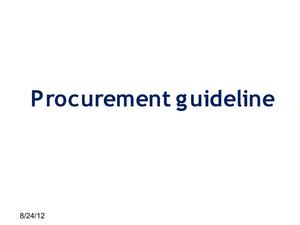 Procurement guideline