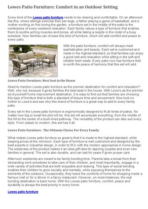 Lowes Patio Furniture- Comfort in an Outdoor Setting
