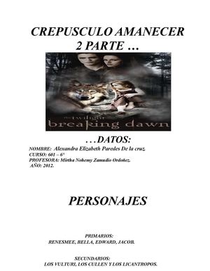 CREPUSCULO AMANECER 2 PARTE RESUMEN 222222222