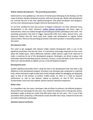 Mobile website development – The prevailing parameters