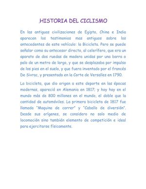 Historia Del Ciclismo