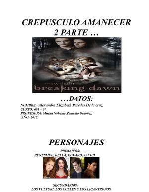 crepusculo amanecer resumen completo