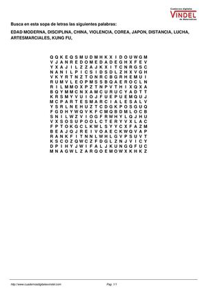 Artes marciales sopa de letras 