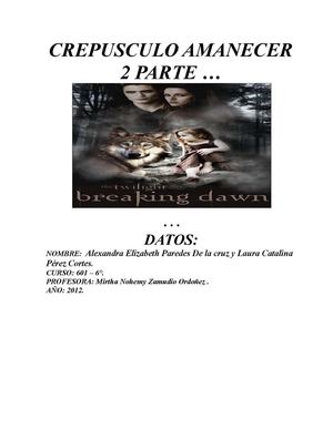 crepusculo amanecer resumen completo con personajes