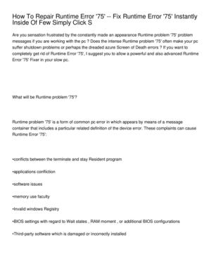 How To Repair Runtime Error '75' -- Fix Runtime Error '75' Instantly Inside Of Few Simply Click S