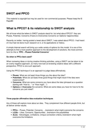 SWOT and PPCO