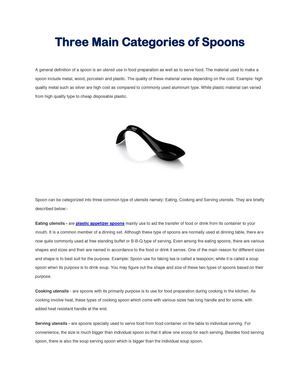 Three Main Categories of Spoons