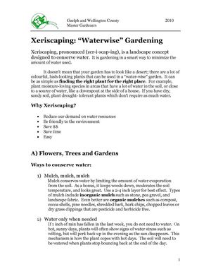 Xeriscaping: Waterwise Gardening - Guelph and Wellington County, Canada