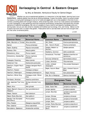 Xeriscaping Plant and Tree List for Central and Eastern Oregon 
