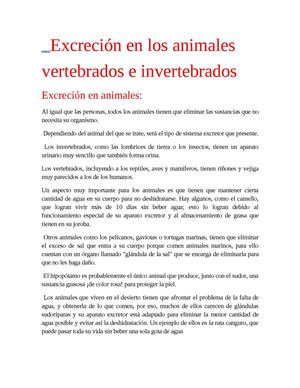 EXCRECIÓN EN LOS ANIMALES