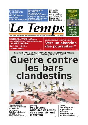 Le Temps d'Algérie Editions du Dimanche 27 aout 2012