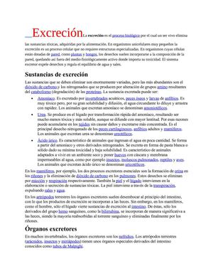 la excresion en los animales
