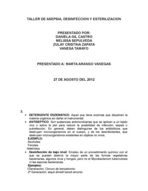 TALLER ASEPSIA, DESINFECCIÓN Y ESTERILIZACIÓN
