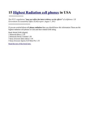 15 Highest Radiation cell phones in USA