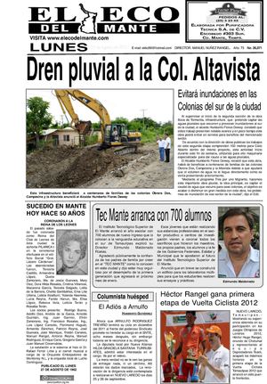 El Eco del Mante, lunes 27 de agosto de 2012