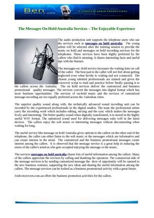 The Messages On Hold Australia Services – The Enjoyable Experience