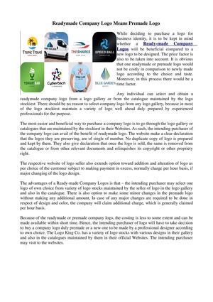 Readymade Company Logo Means Premade Logo