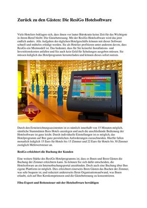 Zurück zu den Gästen: Die ResiGo Hotelsoftware