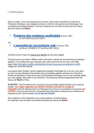 Formation pigistes- L'AFDAS Propose