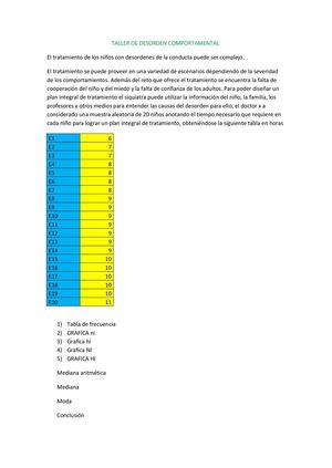 TALLER DE DESORDEN COMPORTAMENTAL