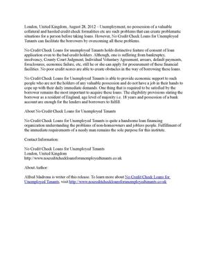 No Credit Check Loans for Unemployed Tenants: A financial support in spite of bad records