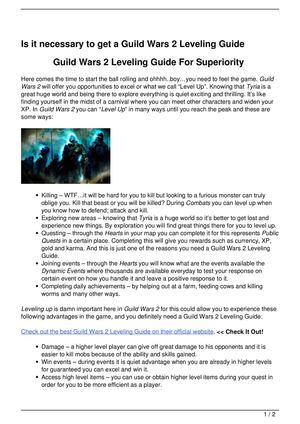 Is it necessary to get a Guild Wars 2 Leveling Guide