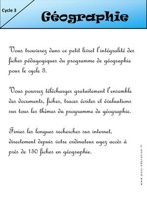 Toutes les Ressources pour l'année en géographie au cycle 3 - Traces écrites, exercices, évaluations...