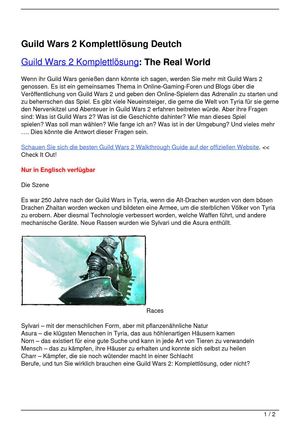 Guild Wars 2 Komplettlösung Deutch
