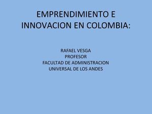 EMPRENDIMIENTO E INNOVACIÓN EN COLOMBIA 