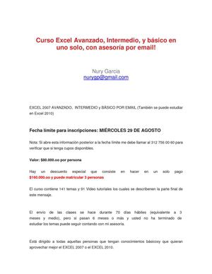 Curso Excel  AGOSTO 29