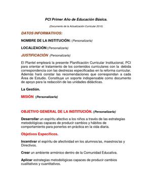 Primer Año de Educación Básica