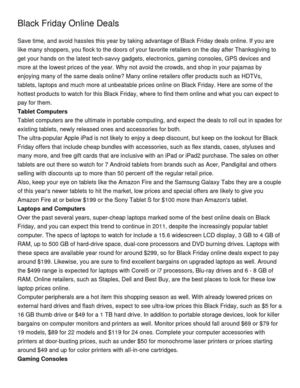 Black Friday Online Deals