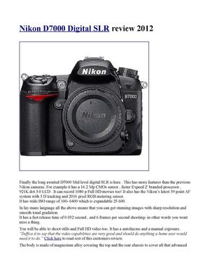 Nikon D7000 Digital SLR review 2012