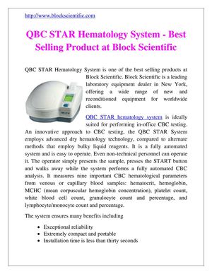 QBC STAR Hematology System - Best Selling Product at Block Scientific 