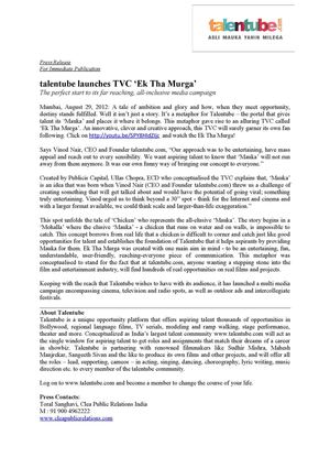 talentube launches TVC ‘Ek Tha Murga’